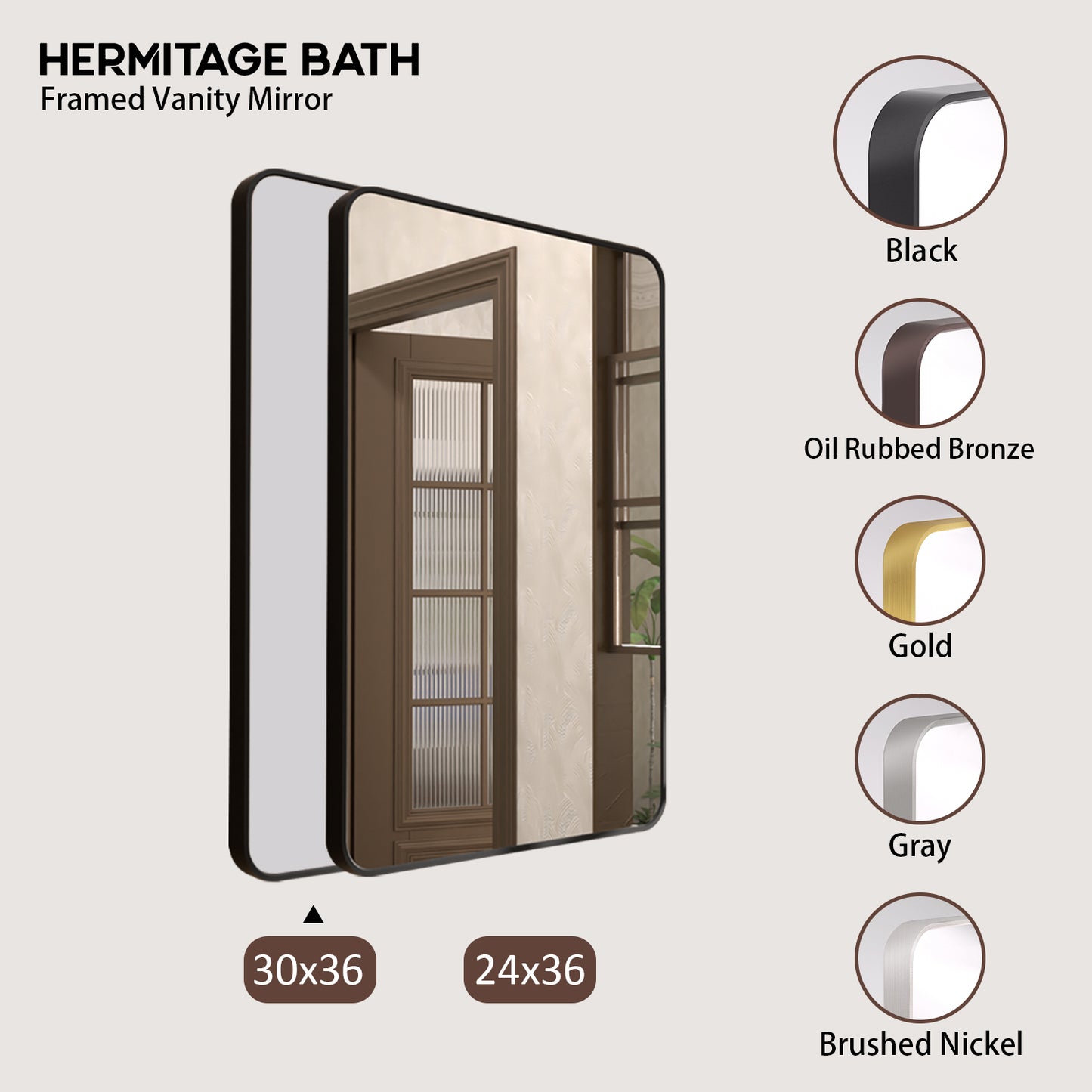 Cosy 24 in. W x 36 in. H Rectangular Framed Wall Bathroom Vanity Mirror