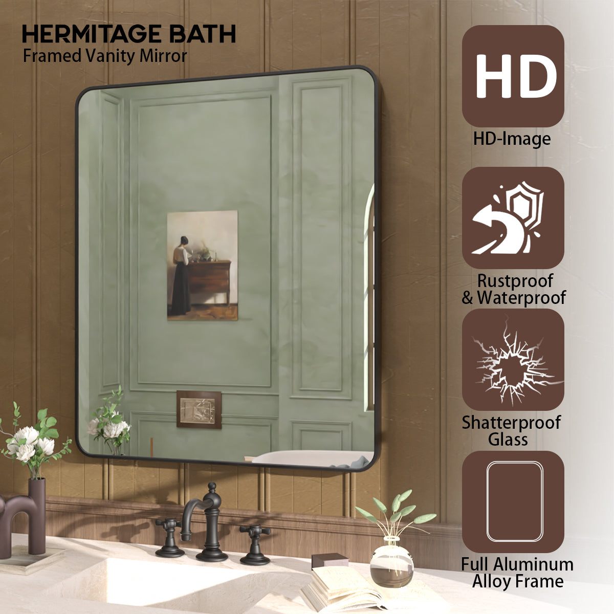 Cosy 24 in. W x 36 in. H Rectangular Framed Wall Bathroom Vanity Mirror