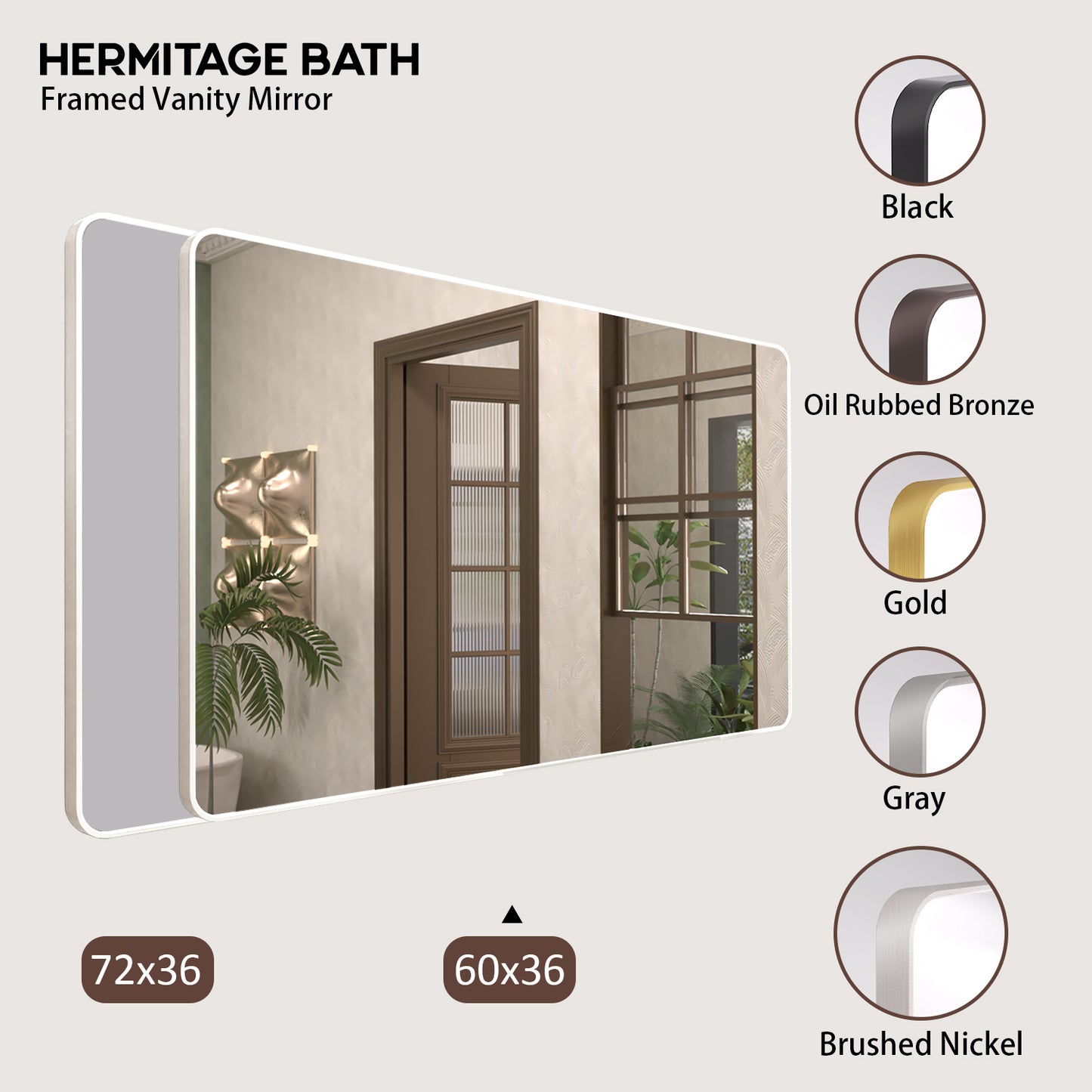 Cosy 60 in. W x 36 in. H Rectangular Framed Wall Bathroom Vanity Mirror