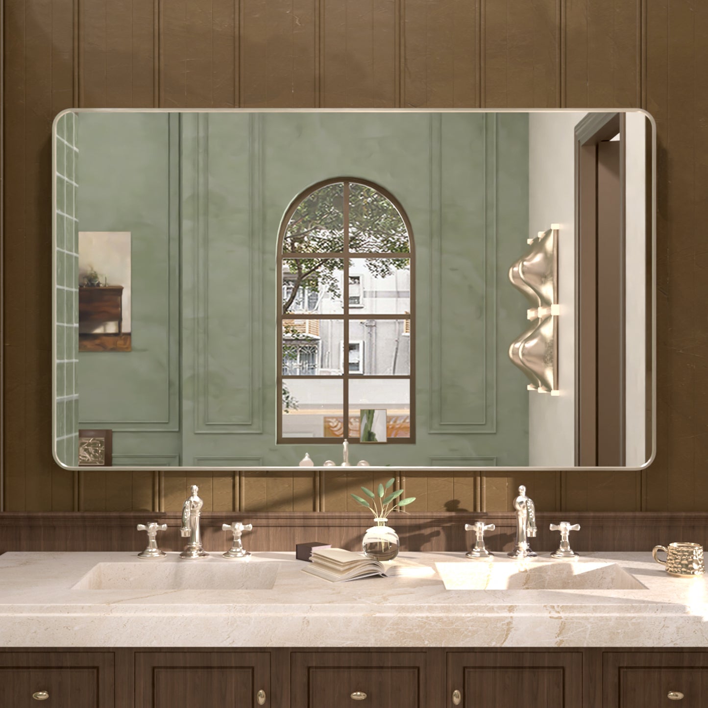 Cosy 60 in. W x 36 in. H Rectangular Framed Wall Bathroom Vanity Mirror