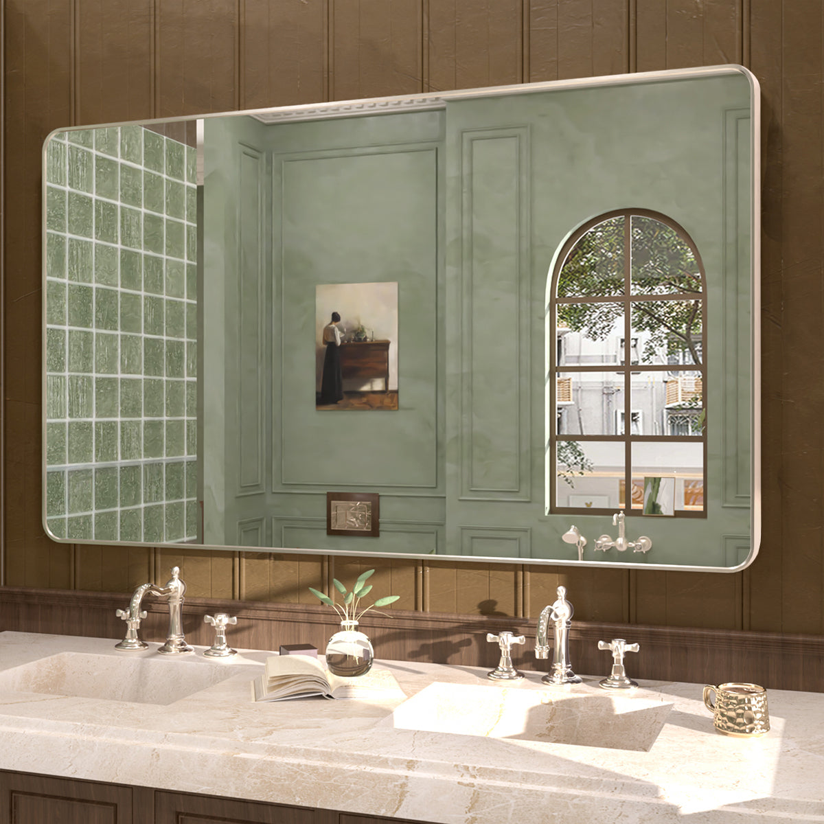 Cosy 60 in. W x 36 in. H Rectangular Framed Wall Bathroom Vanity Mirror