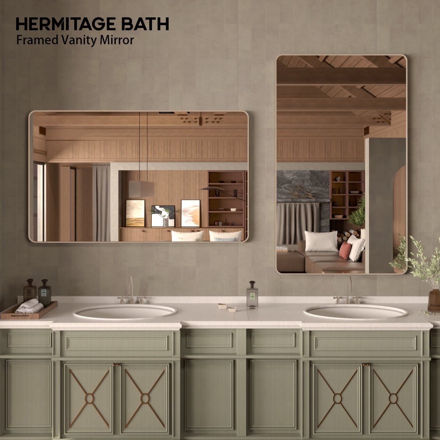 Cosy 60 in. W x 36 in. H Rectangular Framed Wall Bathroom Vanity Mirror