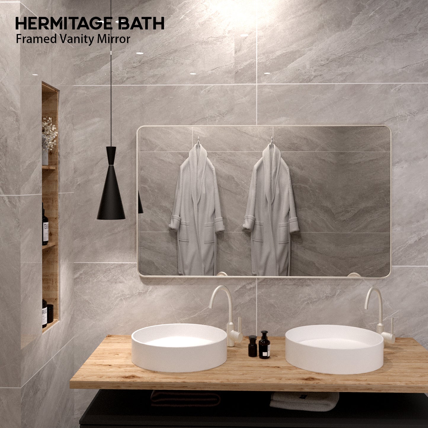Cosy 60 in. W x 36 in. H Rectangular Framed Wall Bathroom Vanity Mirror