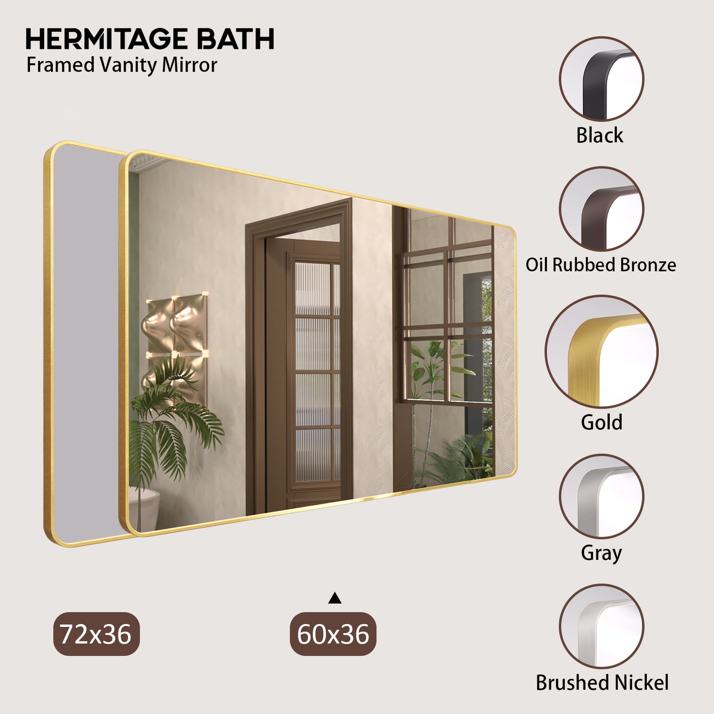 Cosy 60 in. W x 36 in. H Rectangular Framed Wall Bathroom Vanity Mirror