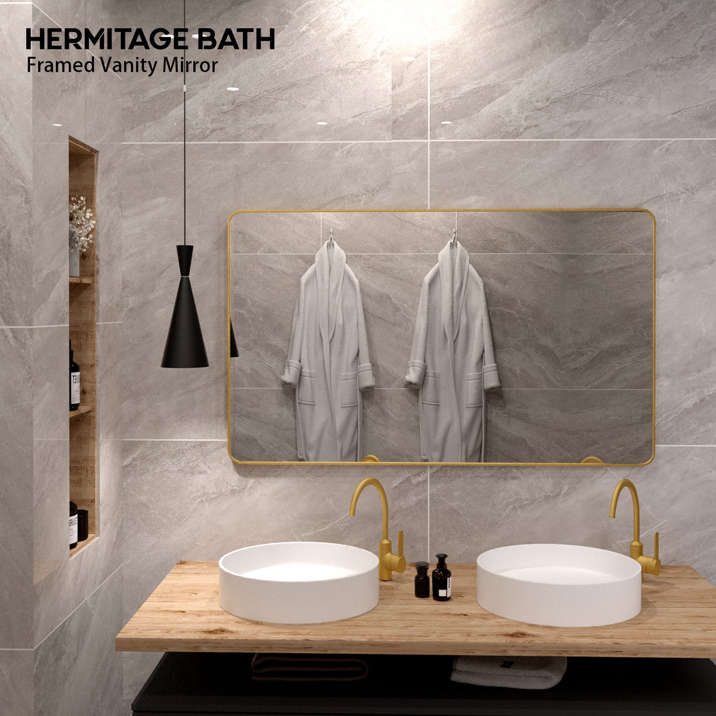 Cosy 60 in. W x 36 in. H Rectangular Framed Wall Bathroom Vanity Mirror
