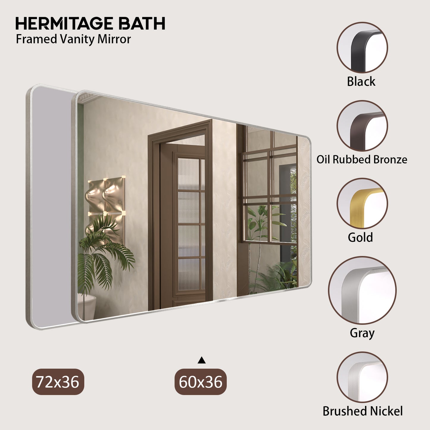 Cosy 60 in. W x 36 in. H Rectangular Framed Wall Bathroom Vanity Mirror