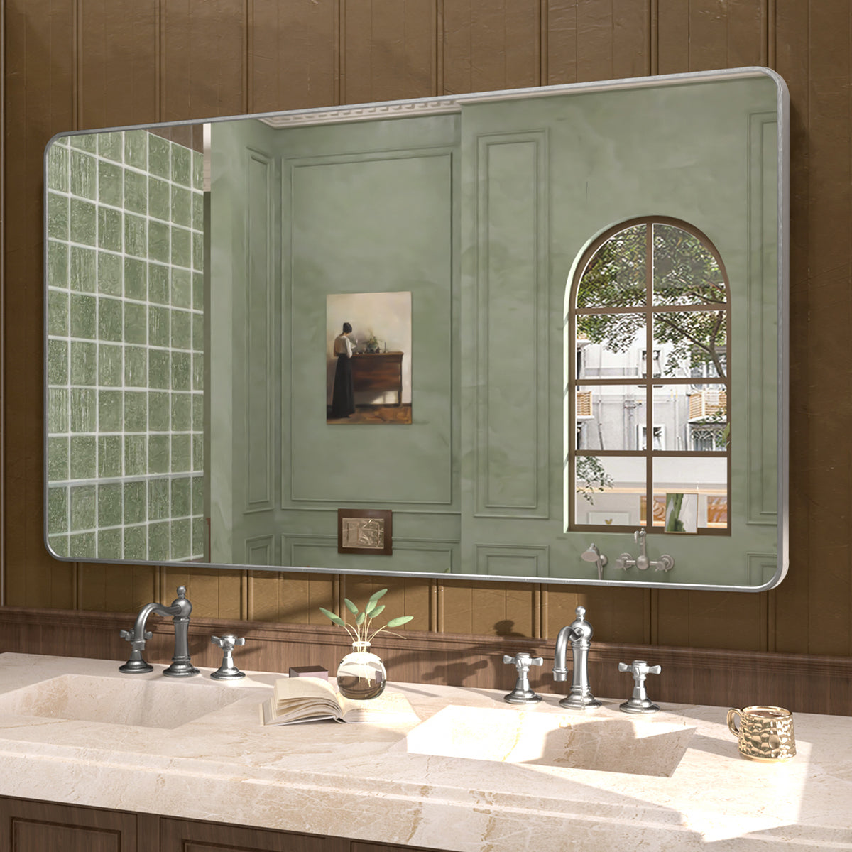 Cosy 60 in. W x 36 in. H Rectangular Framed Wall Bathroom Vanity Mirror