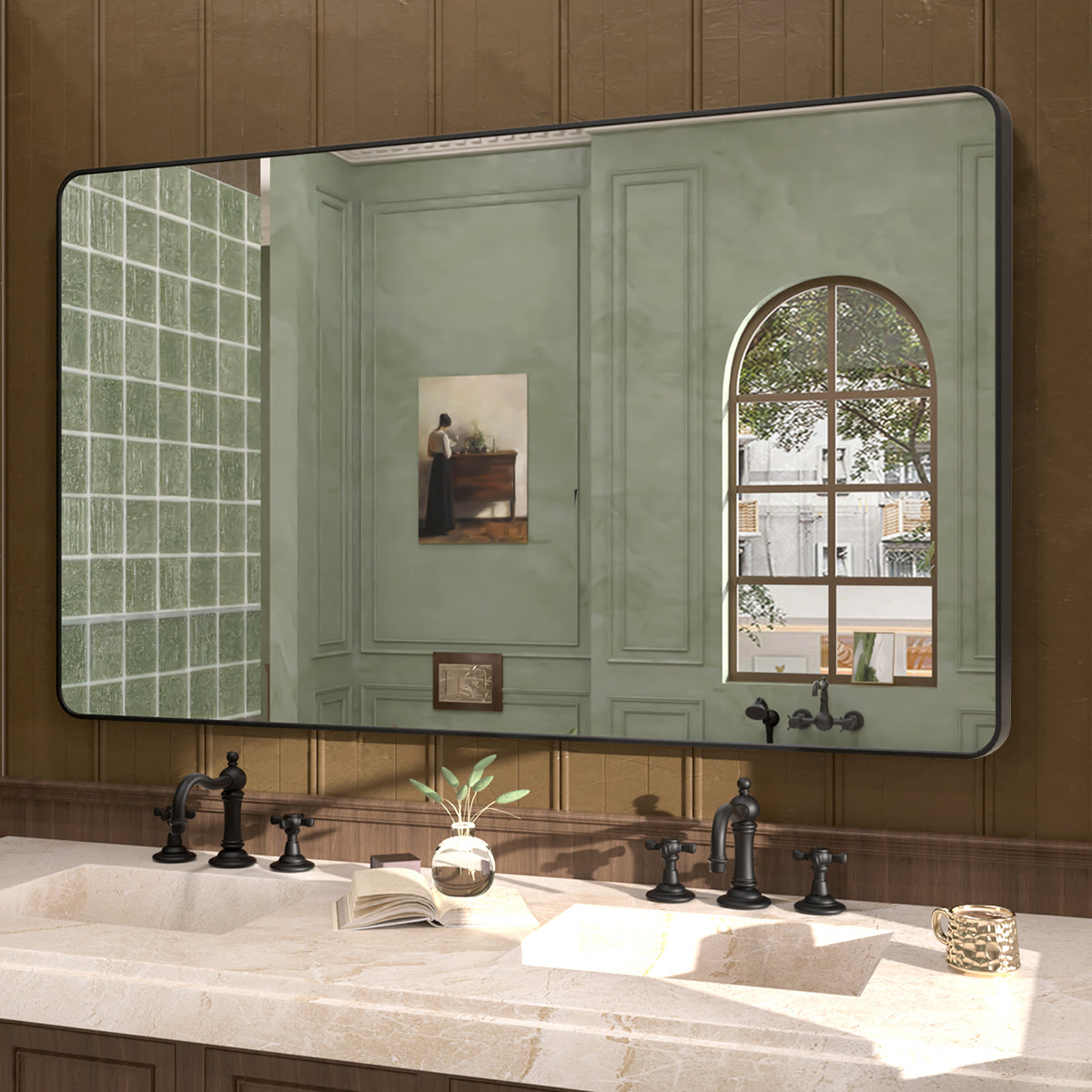 Cosy 60 in. W x 36 in. H Rectangular Framed Wall Bathroom Vanity Mirror