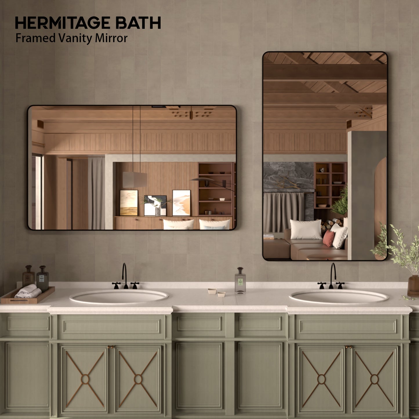 Cosy 60 in. W x 36 in. H Rectangular Framed Wall Bathroom Vanity Mirror