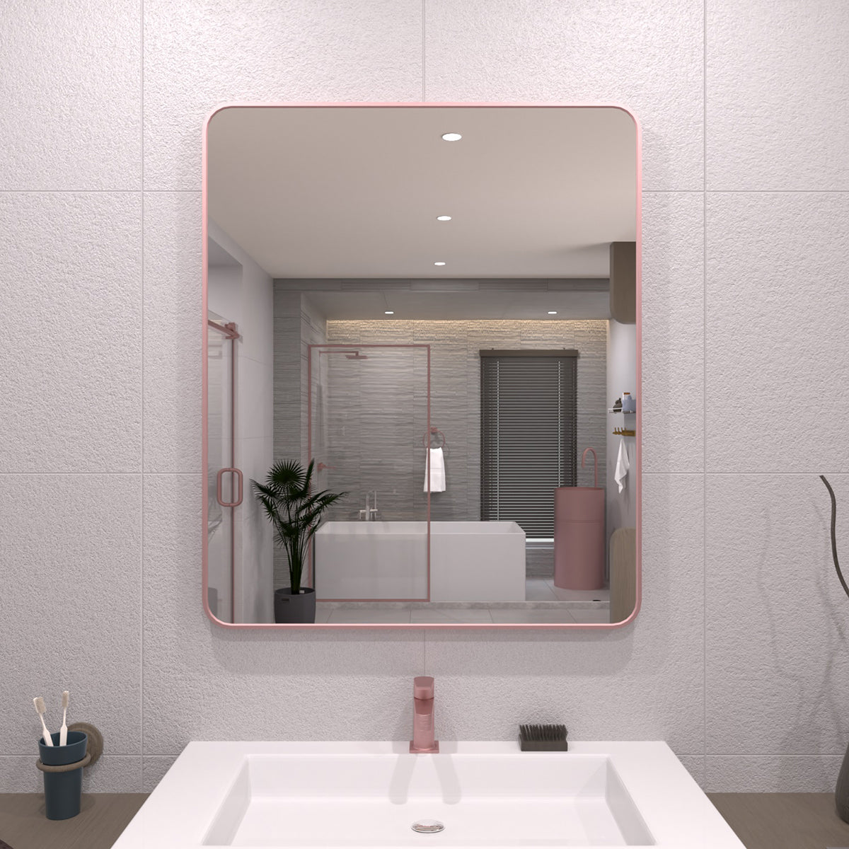 TaiMei 30 in. W x 36 in. H Vertical / Horizontal Rectangular Aluminum Framed Wall Mirror