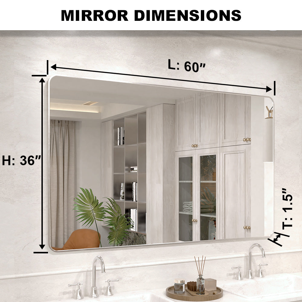 Vista 60 in. W x 36 in. H Rectangular Framed Wall Bathroom Vanity Mirror in Brushed Nickel
