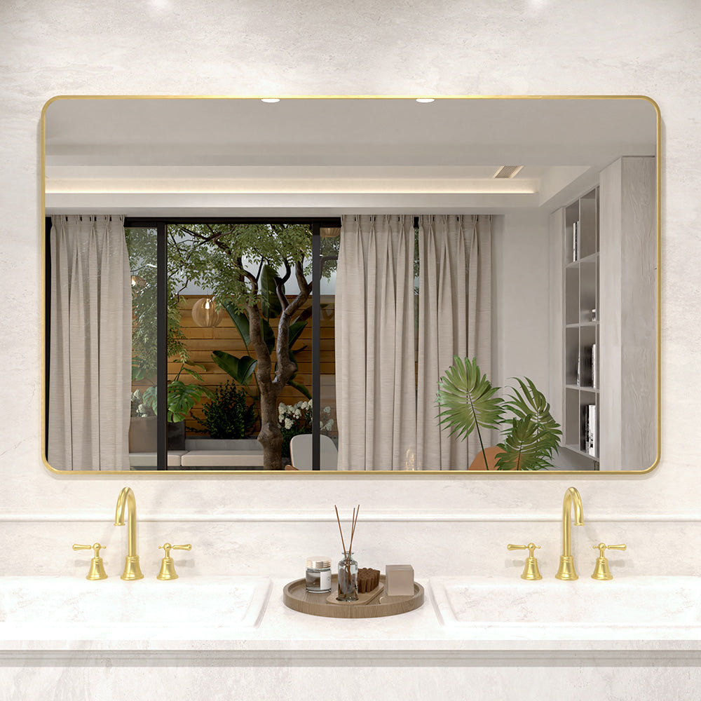 Vista 60 in. W x 36 in. H Rectangular Framed Wall Bathroom Vanity Mirror in Brushed Nickel