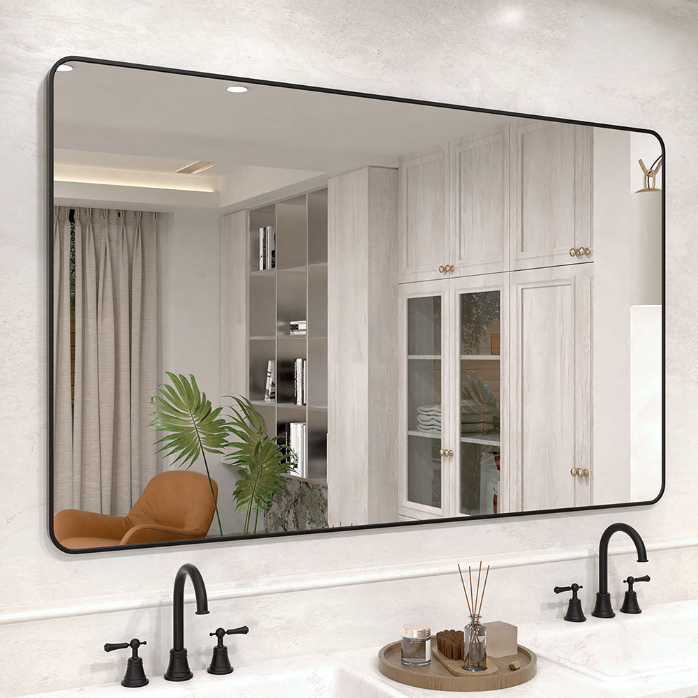 Vista 60 in. W x 36 in. H Rectangular Framed Wall Bathroom Vanity Mirror in Brushed Nickel