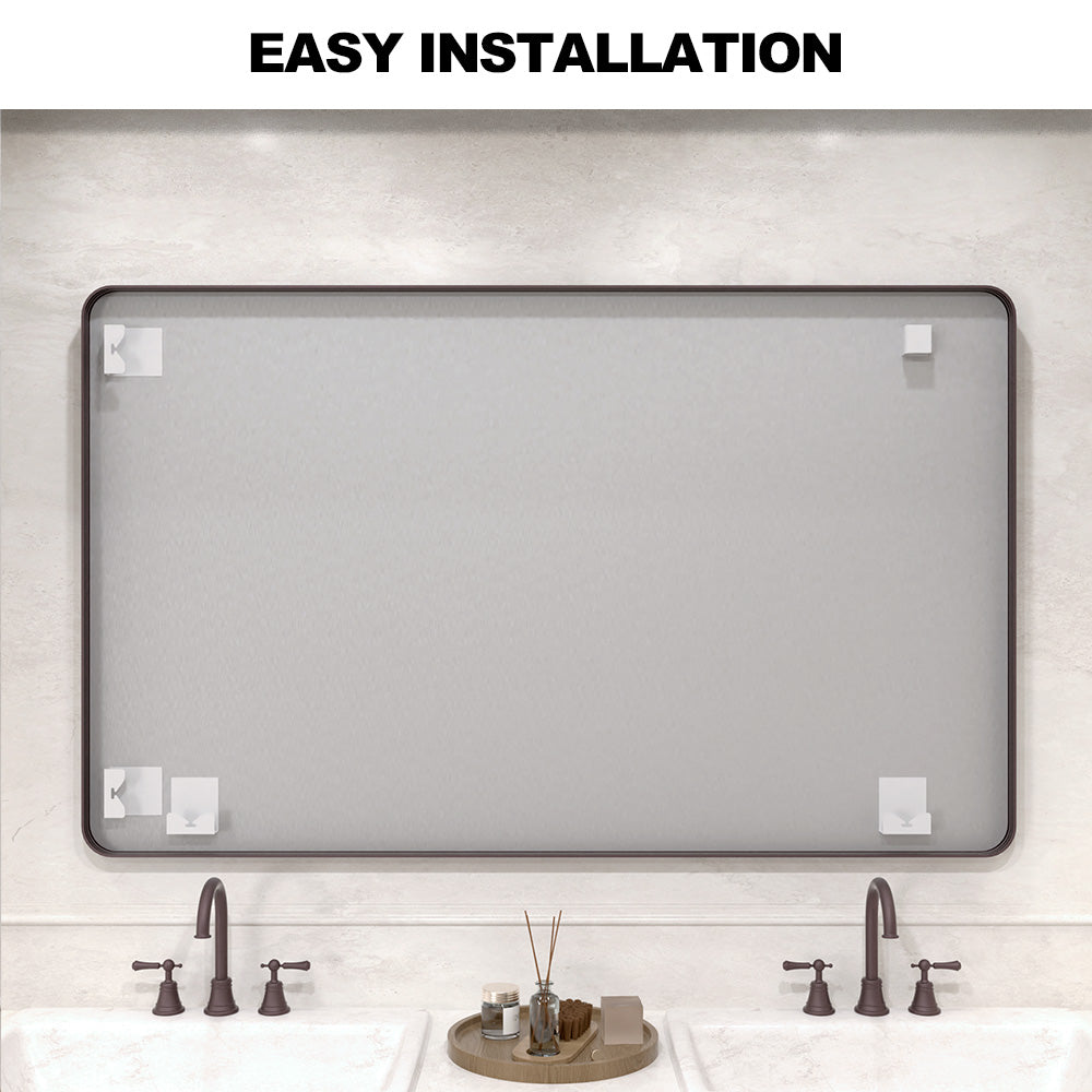 Vista 60 in. W x 36 in. H Rectangular Framed Wall Bathroom Vanity Mirror in Brushed Nickel