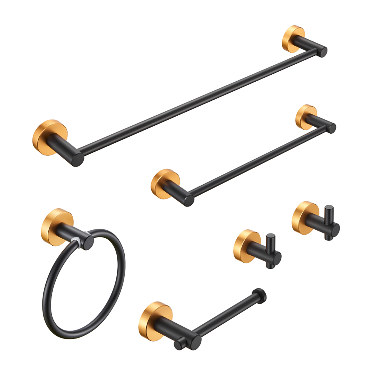 NestPro 6- Piece Bath Hardware Set with Towel Ring Toilet Paper Holder Towel Hook and Towel Bar TMBH06-BG8