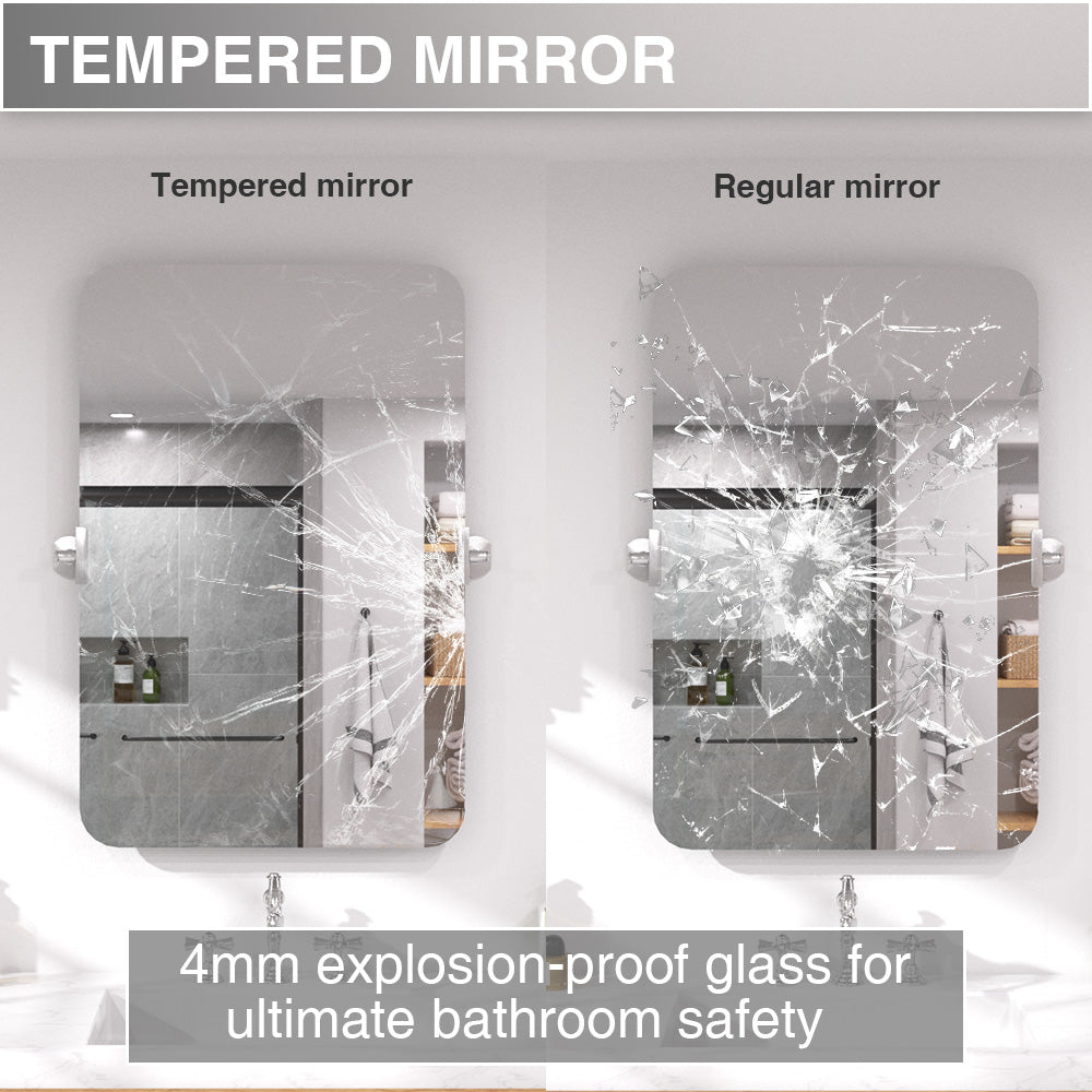 Twirl 20 in. W x 30 in. H Rectangular Frameless Tilt Wall Bathroom Vanity Mirror