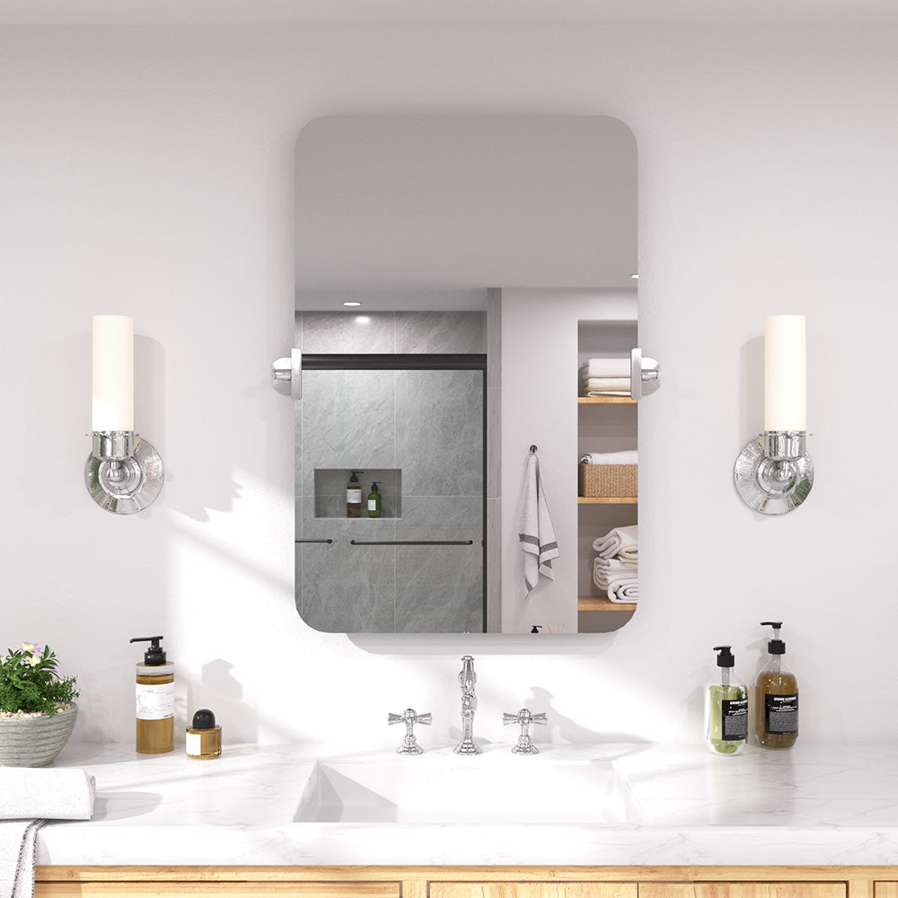 Twirl 20 in. W x 30 in. H Rectangular Frameless Tilt Wall Bathroom Vanity Mirror