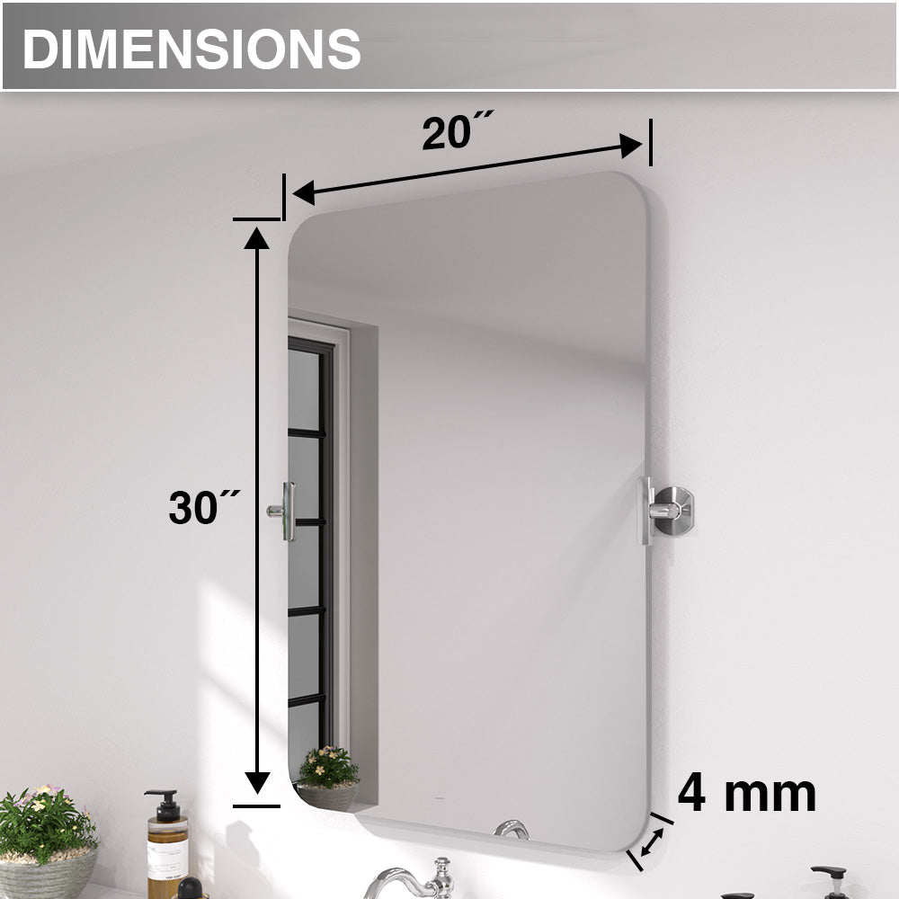 Twirl 20 in. W x 30 in. H Rectangular Frameless Tilt Wall Bathroom Vanity Mirror