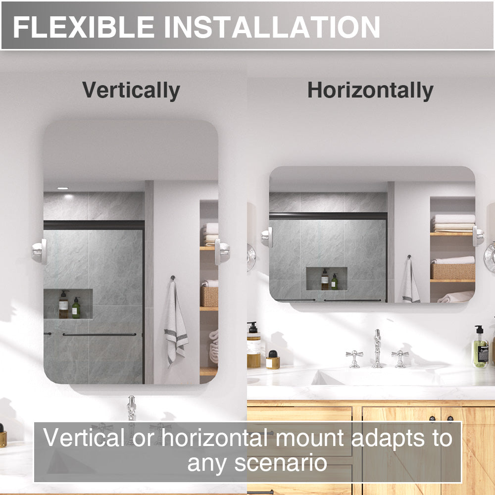 Twirl 20 in. W x 30 in. H Rectangular Frameless Tilt Wall Bathroom Vanity Mirror