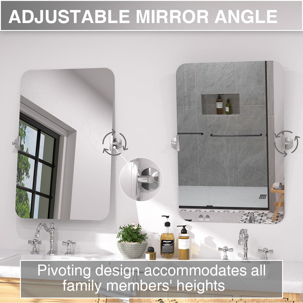Twirl 20 in. W x 30 in. H Rectangular Frameless Tilt Wall Bathroom Vanity Mirror