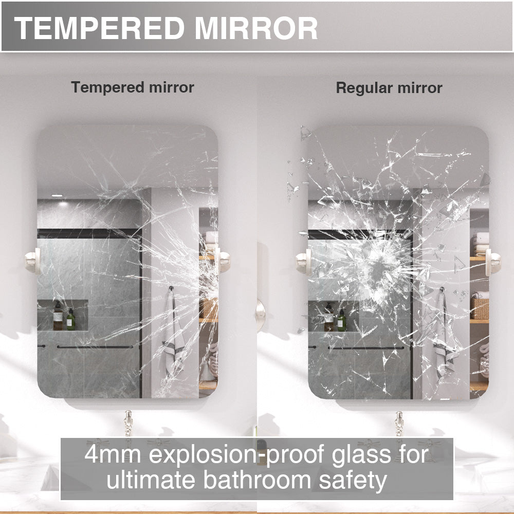 Twirl 20 in. W x 30 in. H Rectangular Frameless Tilt Wall Bathroom Vanity Mirror