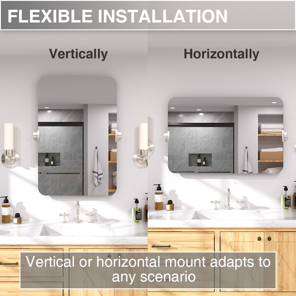 Twirl 20 in. W x 30 in. H Rectangular Frameless Tilt Wall Bathroom Vanity Mirror