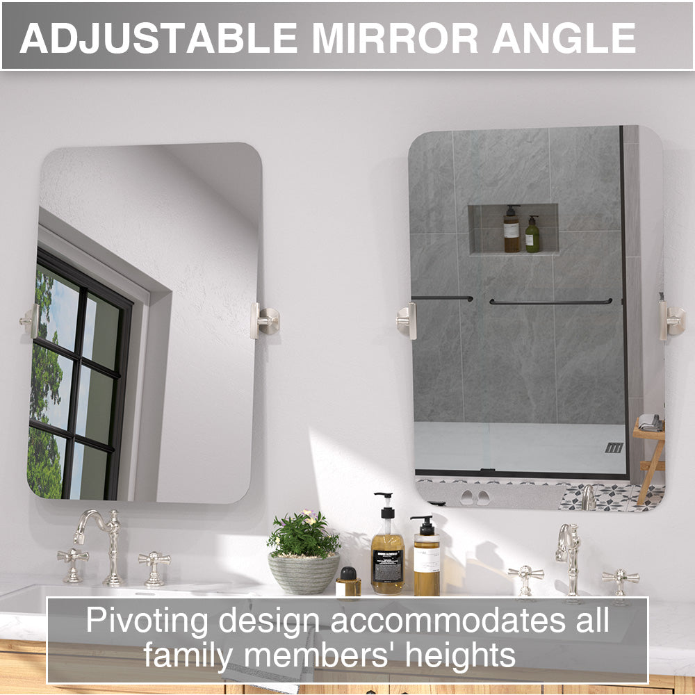 Twirl 20 in. W x 30 in. H Rectangular Frameless Tilt Wall Bathroom Vanity Mirror