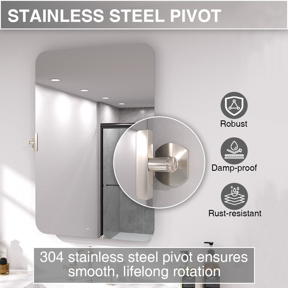 Twirl 20 in. W x 30 in. H Rectangular Frameless Tilt Wall Bathroom Vanity Mirror