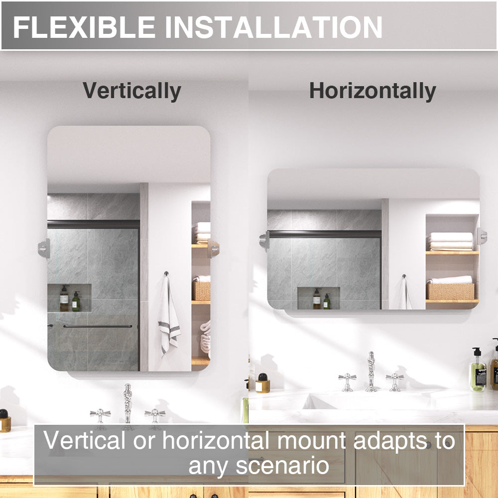 Twirl 24 in. W x 36 in. H Rectangular Frameless Tilt Wall Bathroom Vanity Mirror
