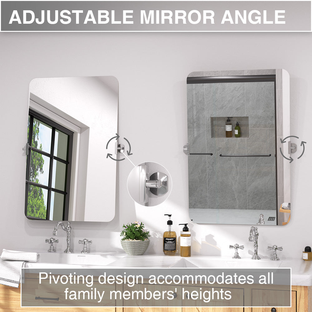 Twirl 24 in. W x 36 in. H Rectangular Frameless Tilt Wall Bathroom Vanity Mirror