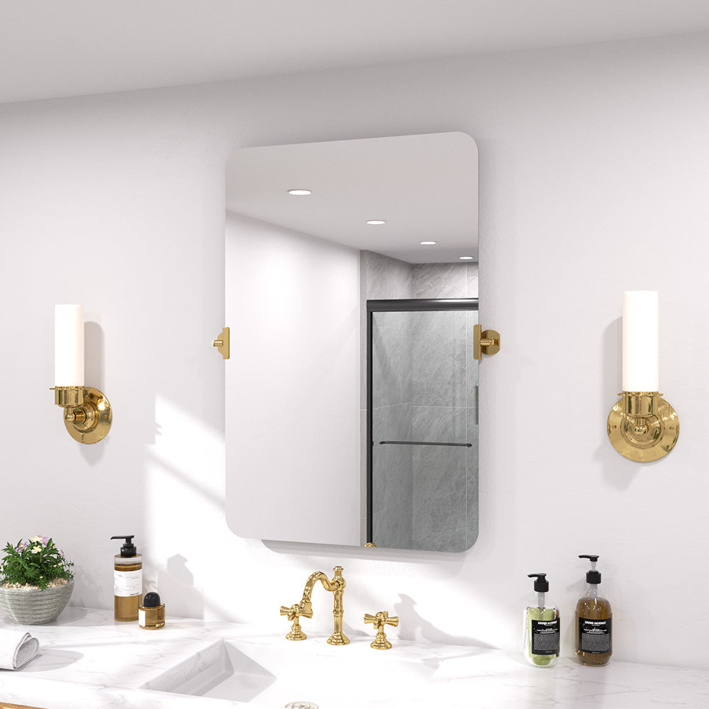 Twirl 24 in. W x 36 in. H Rectangular Frameless Tilt Wall Bathroom Vanity Mirror