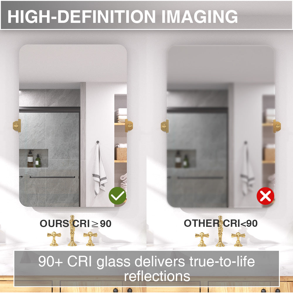 Twirl 24 in. W x 36 in. H Rectangular Frameless Tilt Wall Bathroom Vanity Mirror