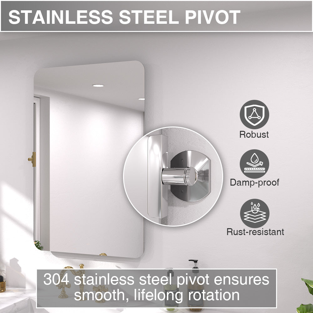 Twirl 24 in. W x 36 in. H Rectangular Frameless Tilt Wall Bathroom Vanity Mirror
