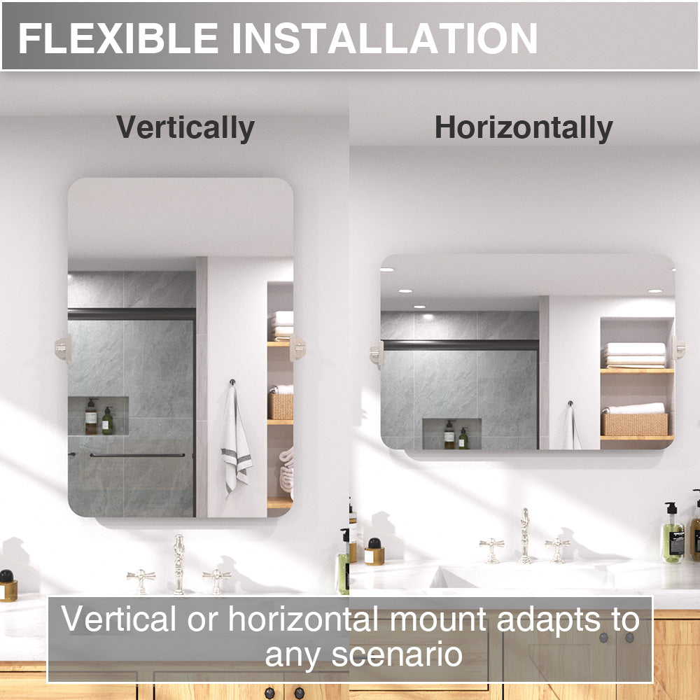 Twirl 24 in. W x 36 in. H Rectangular Frameless Tilt Wall Bathroom Vanity Mirror