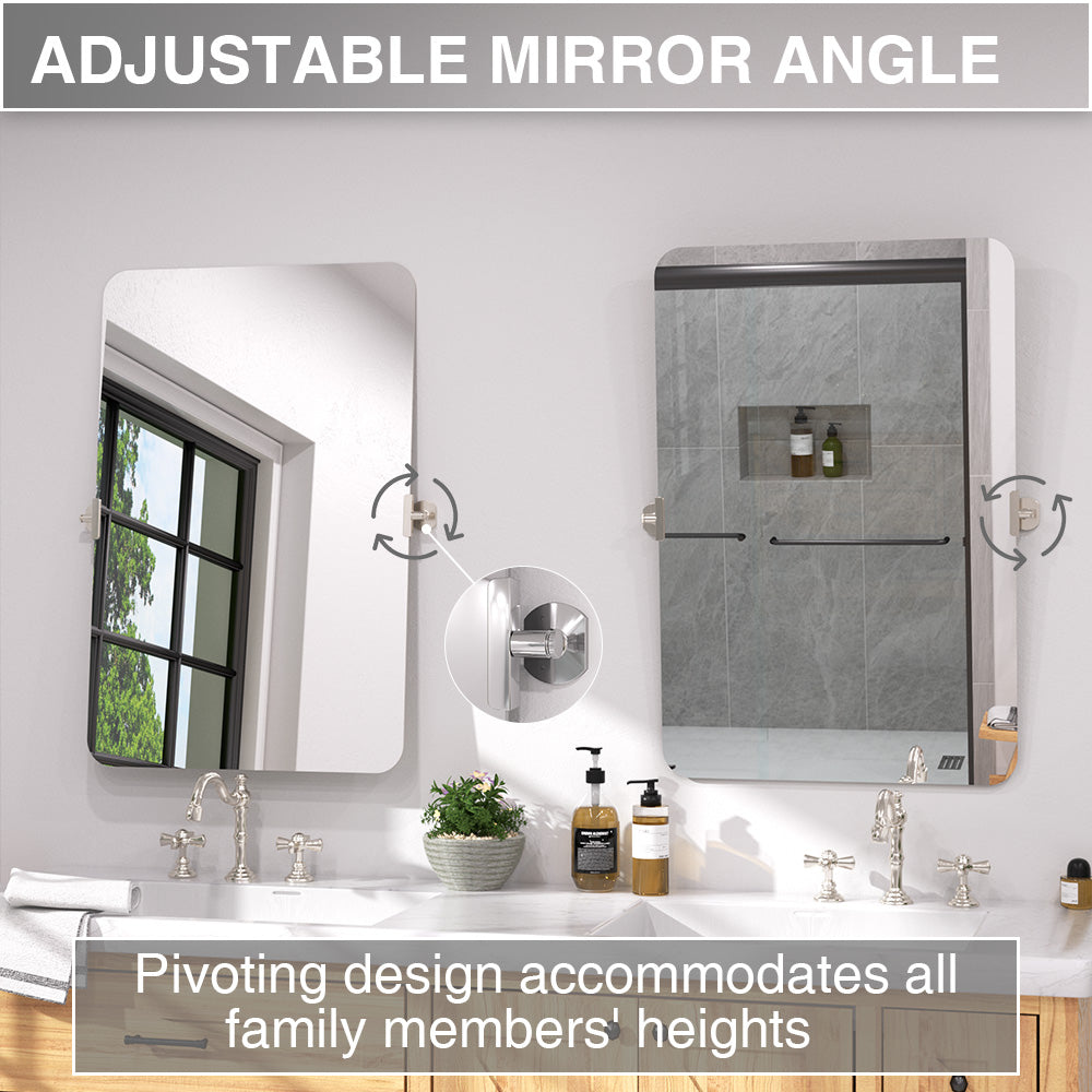 Twirl 24 in. W x 36 in. H Rectangular Frameless Tilt Wall Bathroom Vanity Mirror