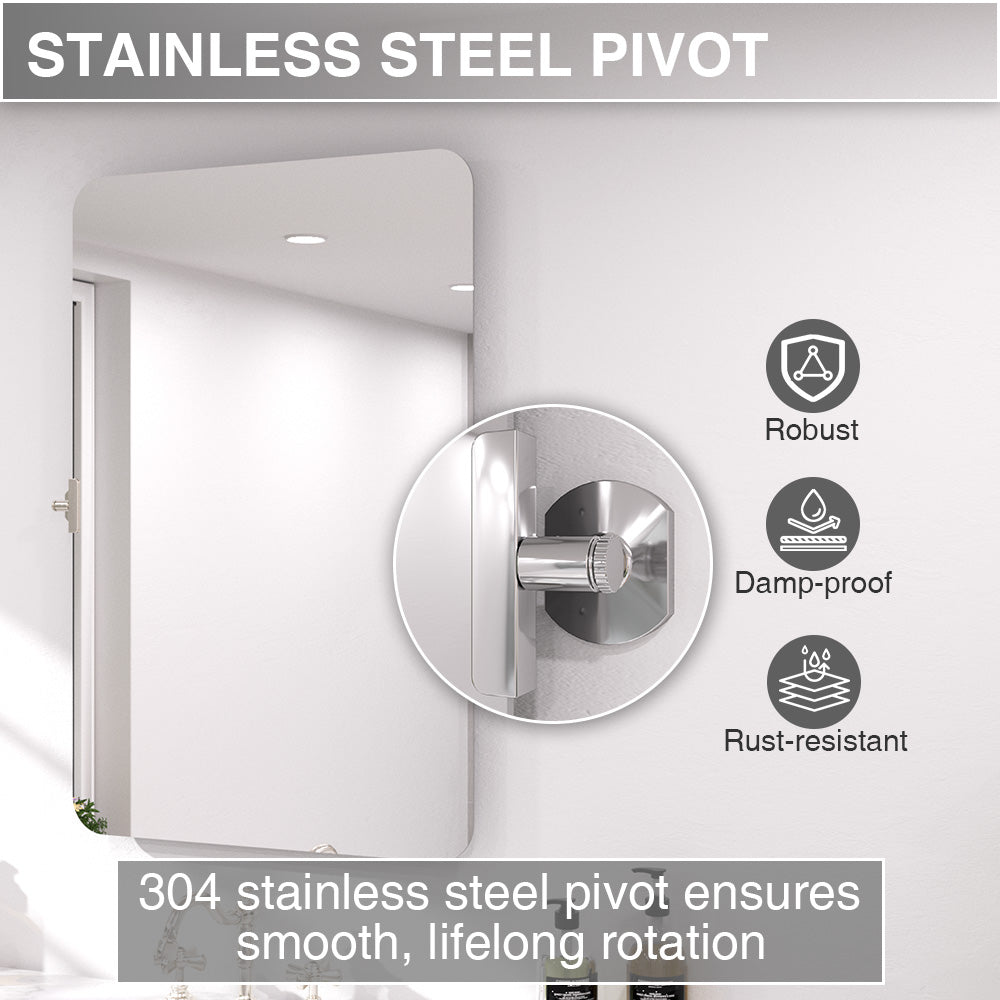 Twirl 24 in. W x 36 in. H Rectangular Frameless Tilt Wall Bathroom Vanity Mirror