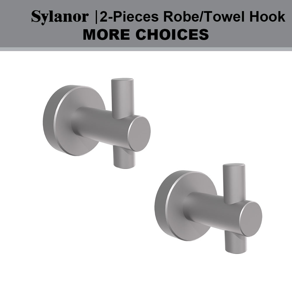 NestPro 2-Pieces Wall Mounted J-Hook Round Bathroom Robe/Towel Hook
