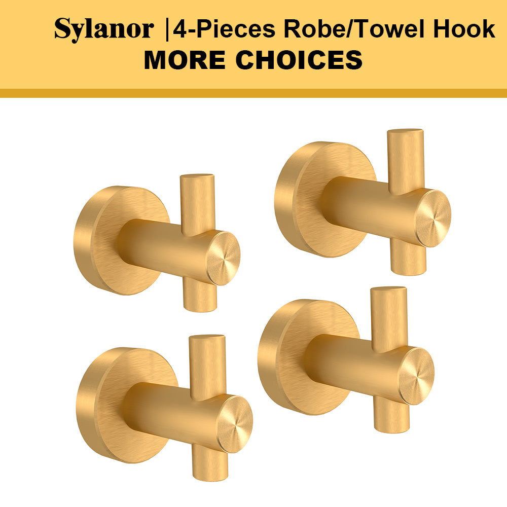 NestPro 4-Pieces Wall Mounted J-Hook Round Bathroom Robe/Towel Hook