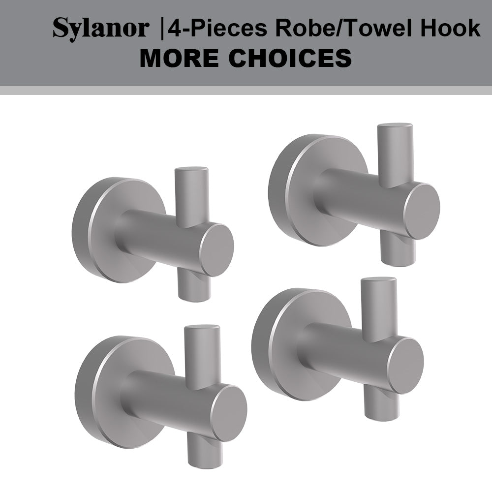 NestPro 4-Pieces Wall Mounted J-Hook Round Bathroom Robe/Towel Hook