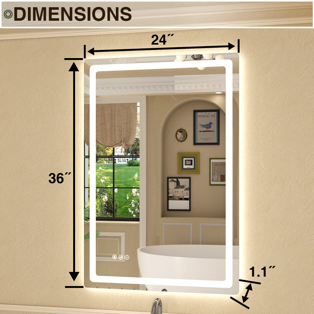 Twinkle Rectangular Frameless Anti-Fog LED Light Dimmable Wall Bathroom Vanity Mirror in Polished Crystal
