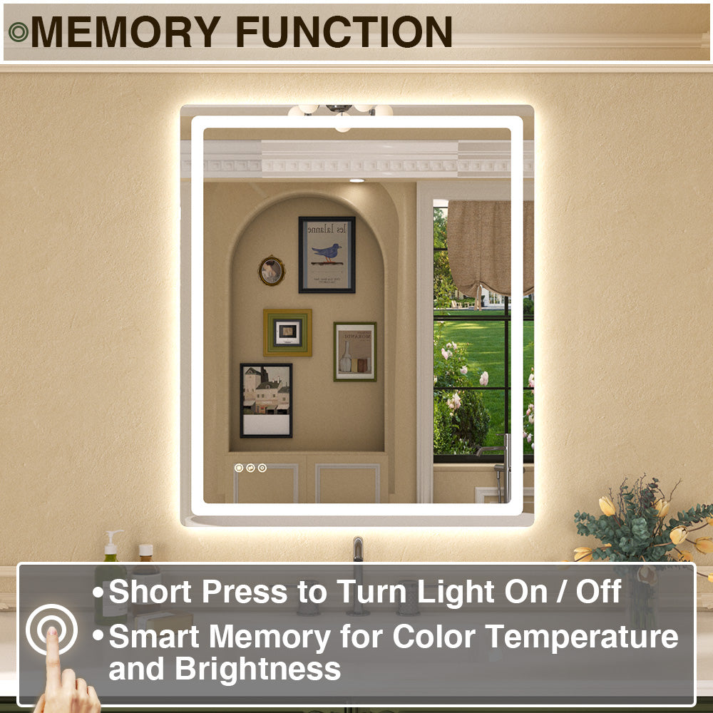Twinkle Rectangular Frameless Anti-Fog LED Light Dimmable Wall Bathroom Vanity Mirror in Polished Crystal