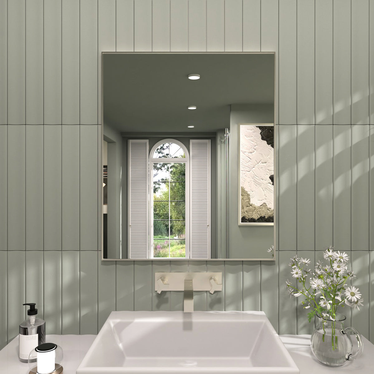 TaiMei 36 in. W x 30 in. H Rectangular Framed Wall Bathroom Vanity Mirror