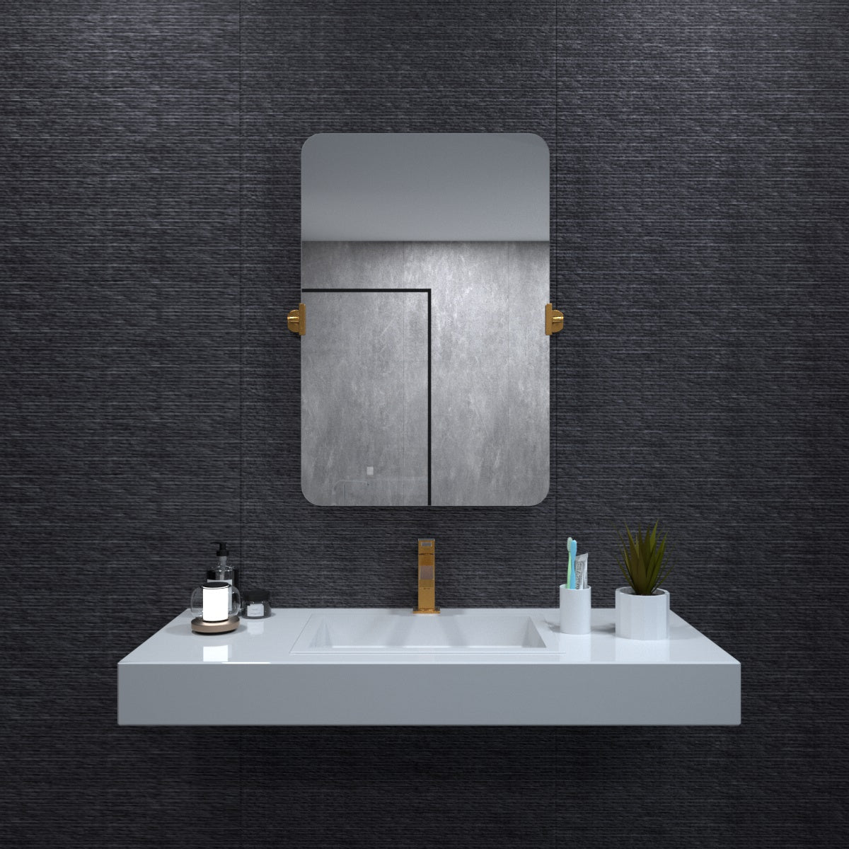 Niveal NVCM Series Rectangular Framed Tilt Vanity Mirror for Bathroom Wall Mount