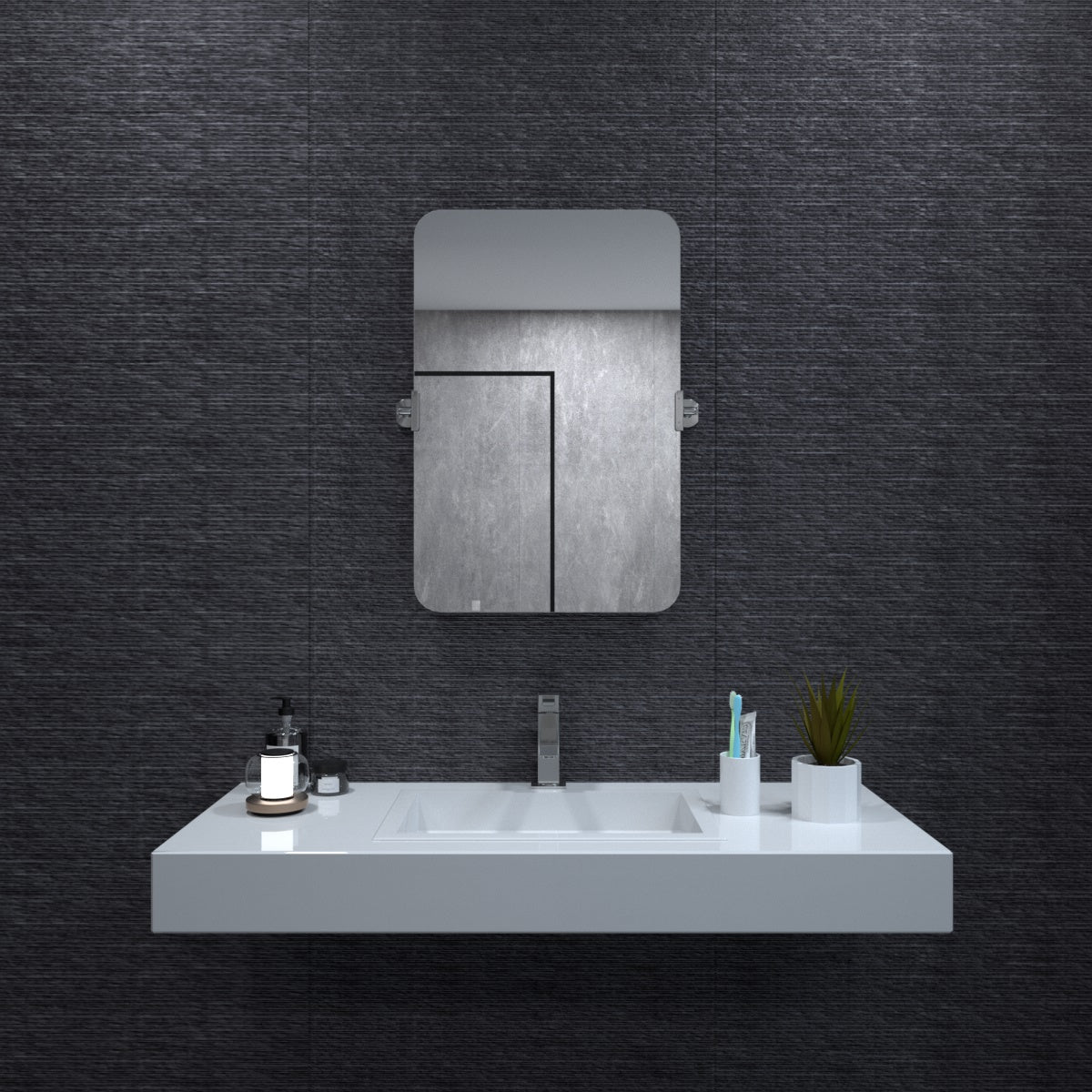 Niveal NVCM Series Rectangular Framed Tilt Vanity Mirror for Bathroom Wall Mount