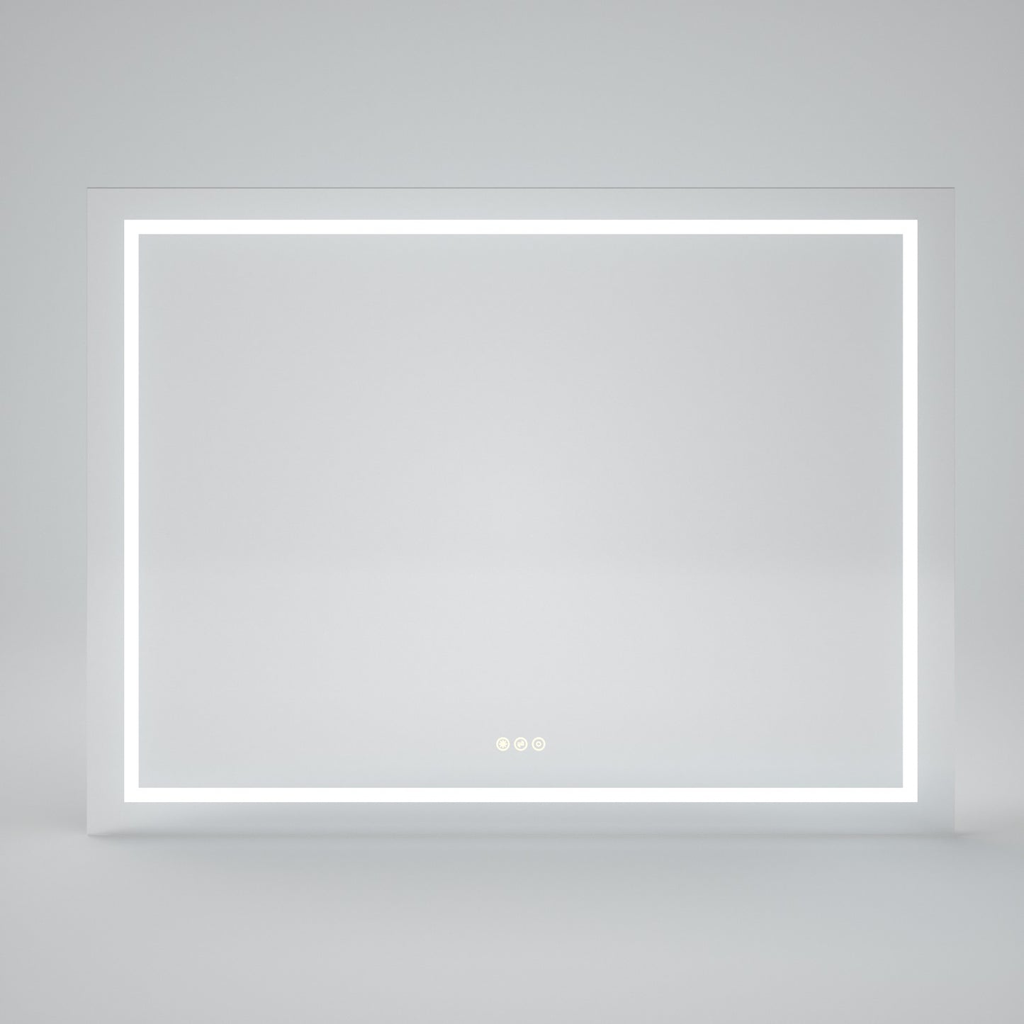Rectangular Frameless LED Light Anti-Fog Wall Bathroom Vanity Mirror in Polished Crystal