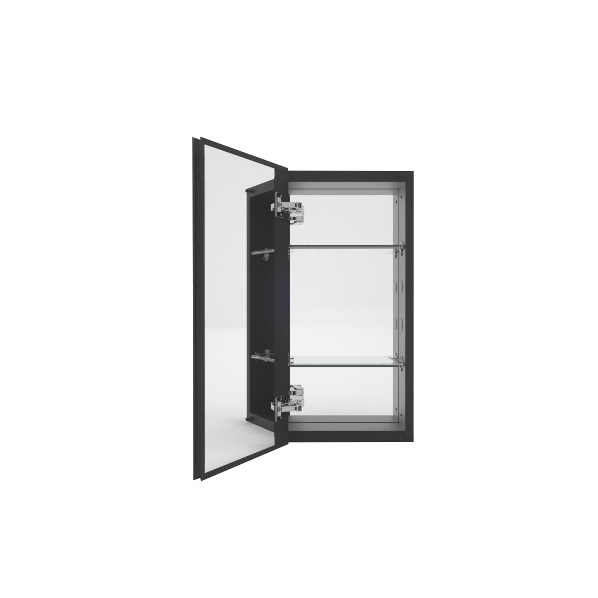 VERGE 12 in. x 24 in. Frameless Recessed or Surface-Mount Beveled Single Mirror Bathroom Medicine Cabinet Matte Black 1-b