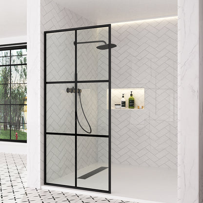 Nyssa 34 in. W x 72 in. H Framed Fixed Shower Screen Door in Matte Black with 5/16 in. (8mm) Tempered Glass