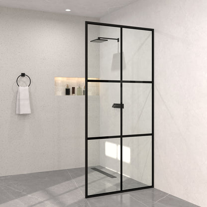 Monture 34 in. W x 72 in. H Fixed Framed Shower Screen Door in Matte Black 1010A-2_56d723b2-942c-4b51-8cd2-62863f66b64c