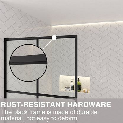 Nyssa 34 in. W x 72 in. H Framed Fixed Shower Screen Door in Matte Black with 5/16 in. (8mm) Tempered Glass