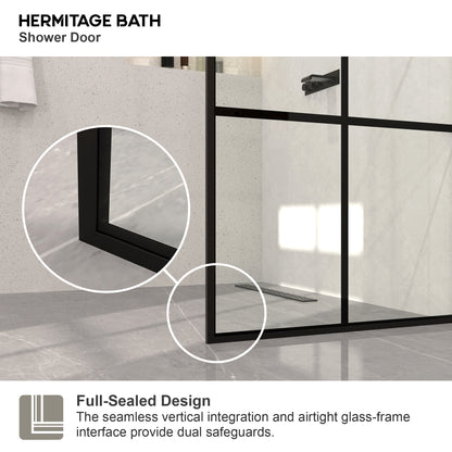 Monture 34 in. W x 72 in. H Fixed Framed Shower Screen Door in Matte Black 1010A-5_7e2adb5c-db90-4327-9f00-edd17a75af2f